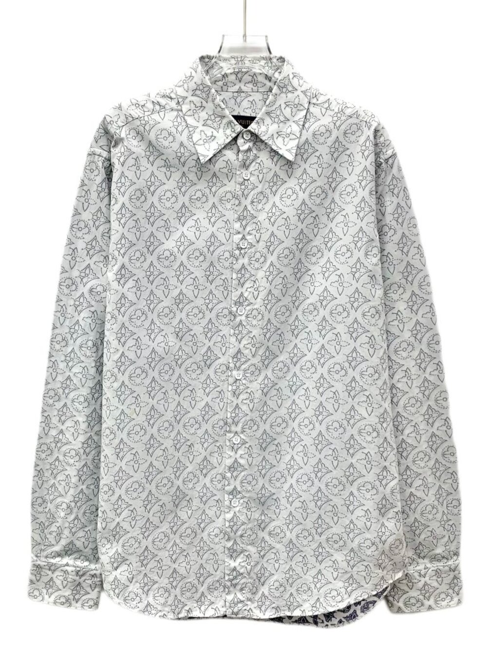 X30453 Lv white logo old flower cotton lapel single-breasted shirt Size XL